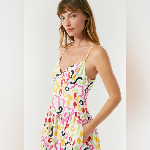 RHODE Linen Sophie Dress in Painted Bloom - Picture 2 of 10